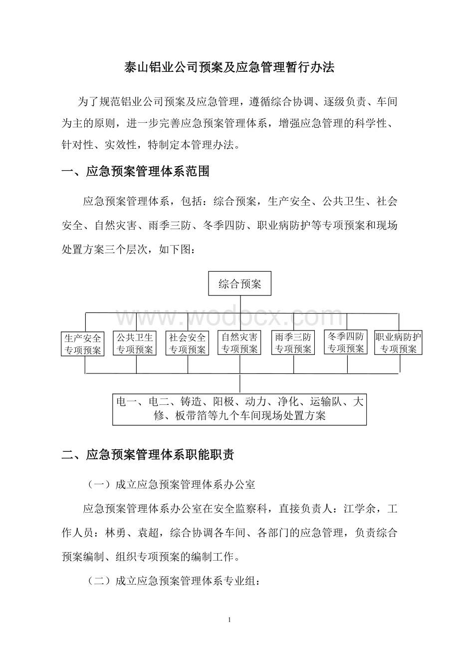 泰山铝业公司预案及应急管理暂行办法.doc_第1页