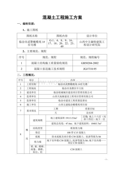 混凝土工程施工方案.doc