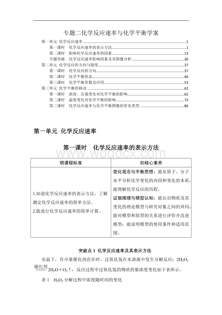 2021-2022学年新教材苏教版高中化学选择性必修1专题2化学反应速率与化学平衡学案_知识点考点汇总及配套习题.doc_第1页