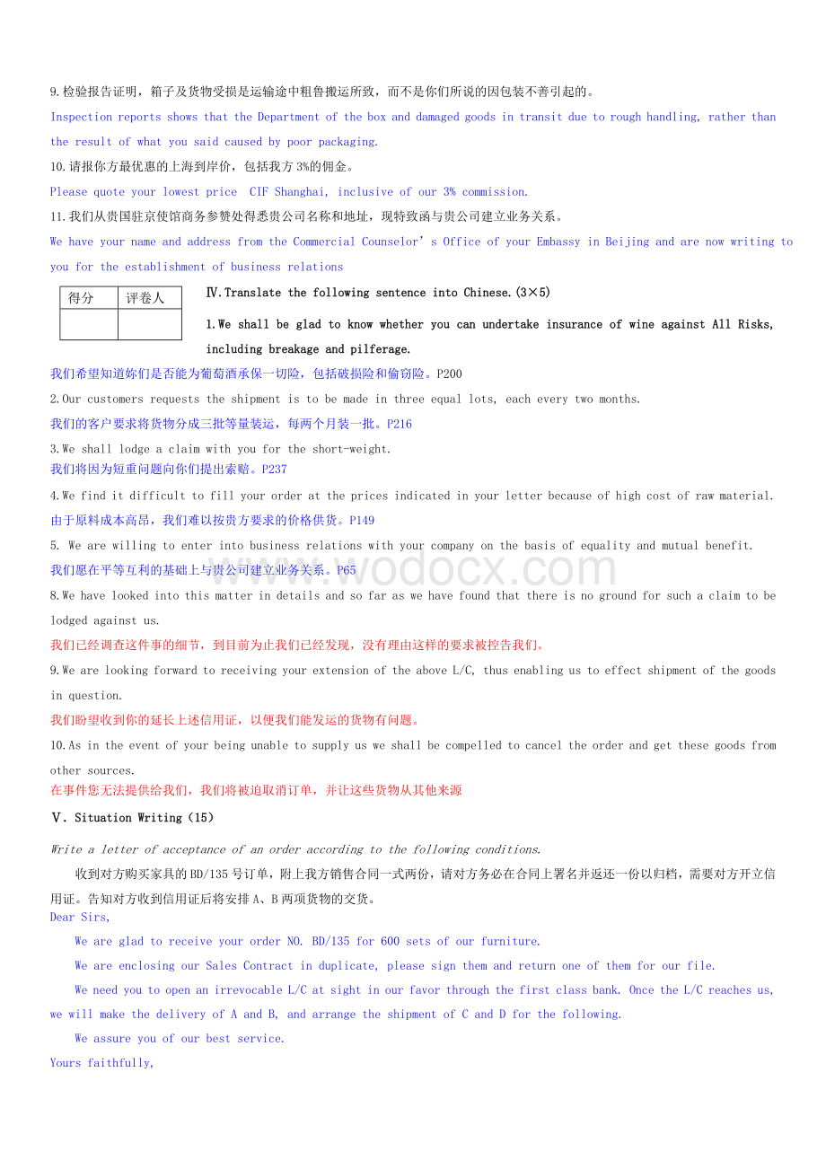 赣南师范学院期末外贸函电复习试卷.doc_第3页