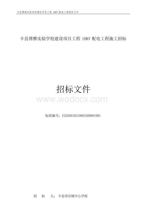 丰县博雅实验学校建设项目工程10KV配电工程施工招标文件.docx