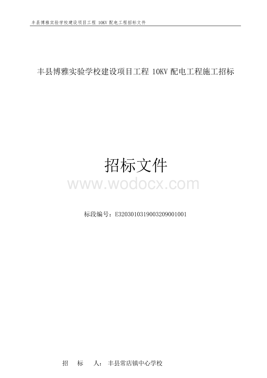 丰县博雅实验学校建设项目工程10KV配电工程施工招标文件.docx_第1页