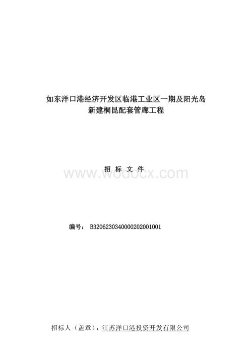 阳光岛新建桐昆配套管廊工程招标文件.docx