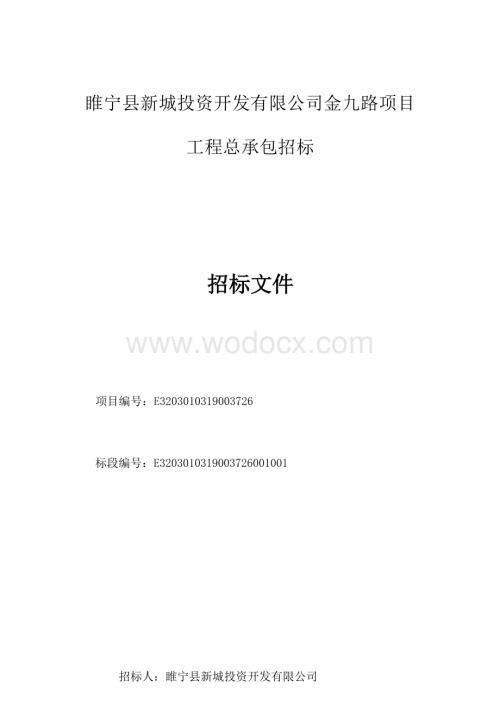 睢宁县新城投资开发有限公司金九路项目工程总承包招标文件.docx