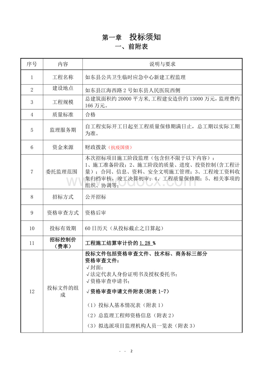 公共卫生应急中心工程监理招标文件.pdf_第2页