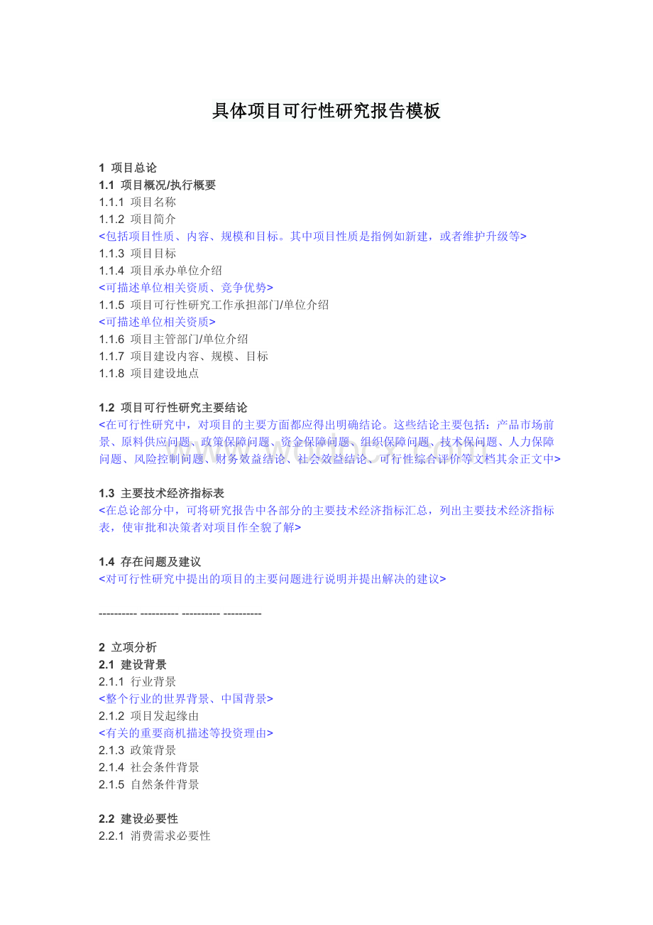 具体项目可行性研究报告模板.docx_第1页