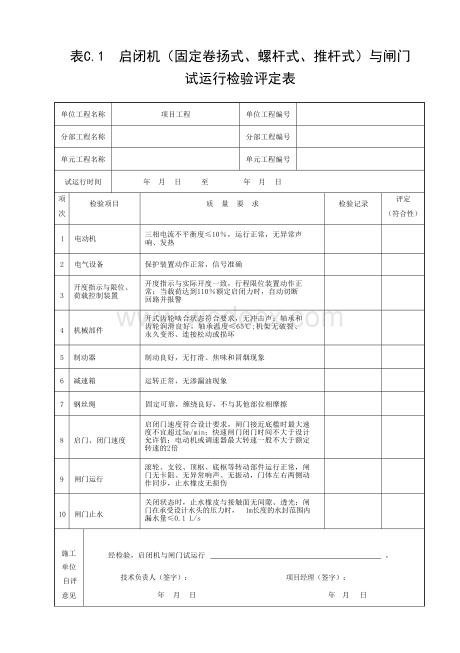 江苏水利水电工程试运行检验表.docx_第1页