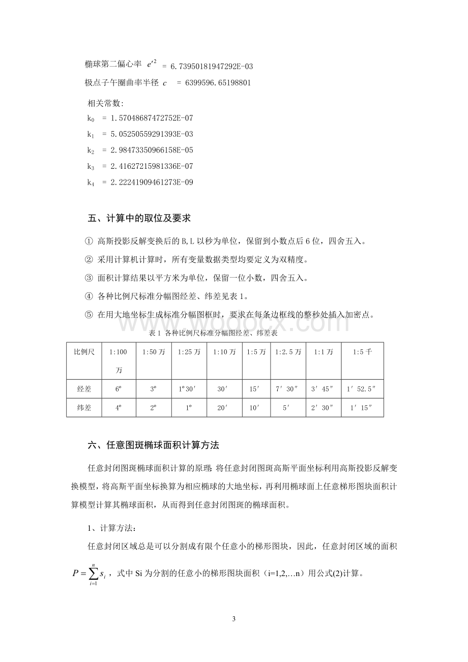 图幅理论面积与图斑椭球面积计算公式及使用说明.doc_第3页