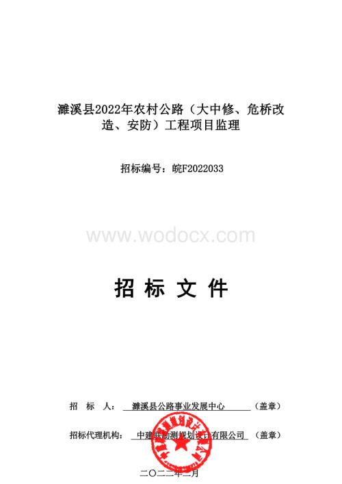 农村公路大中修工程监理招标文件.docx