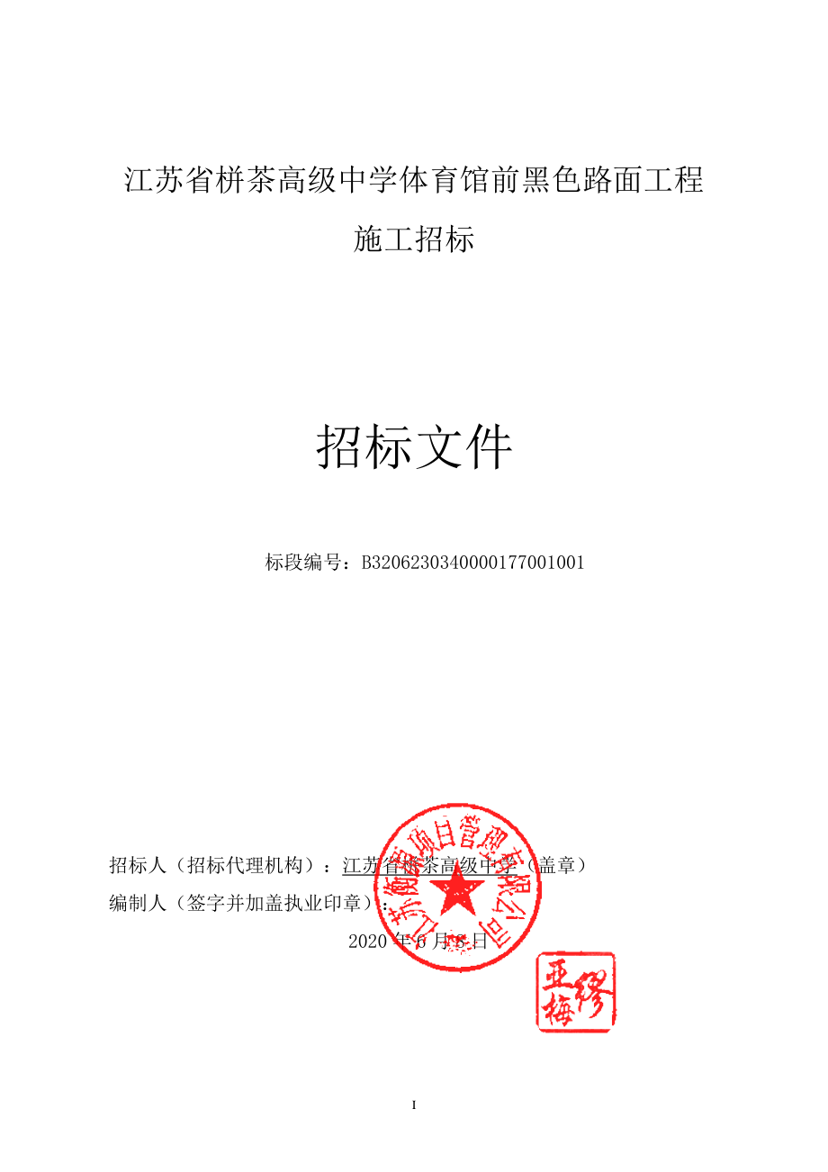 中学体育馆前黑色路面工程招标文件.pdf_第1页