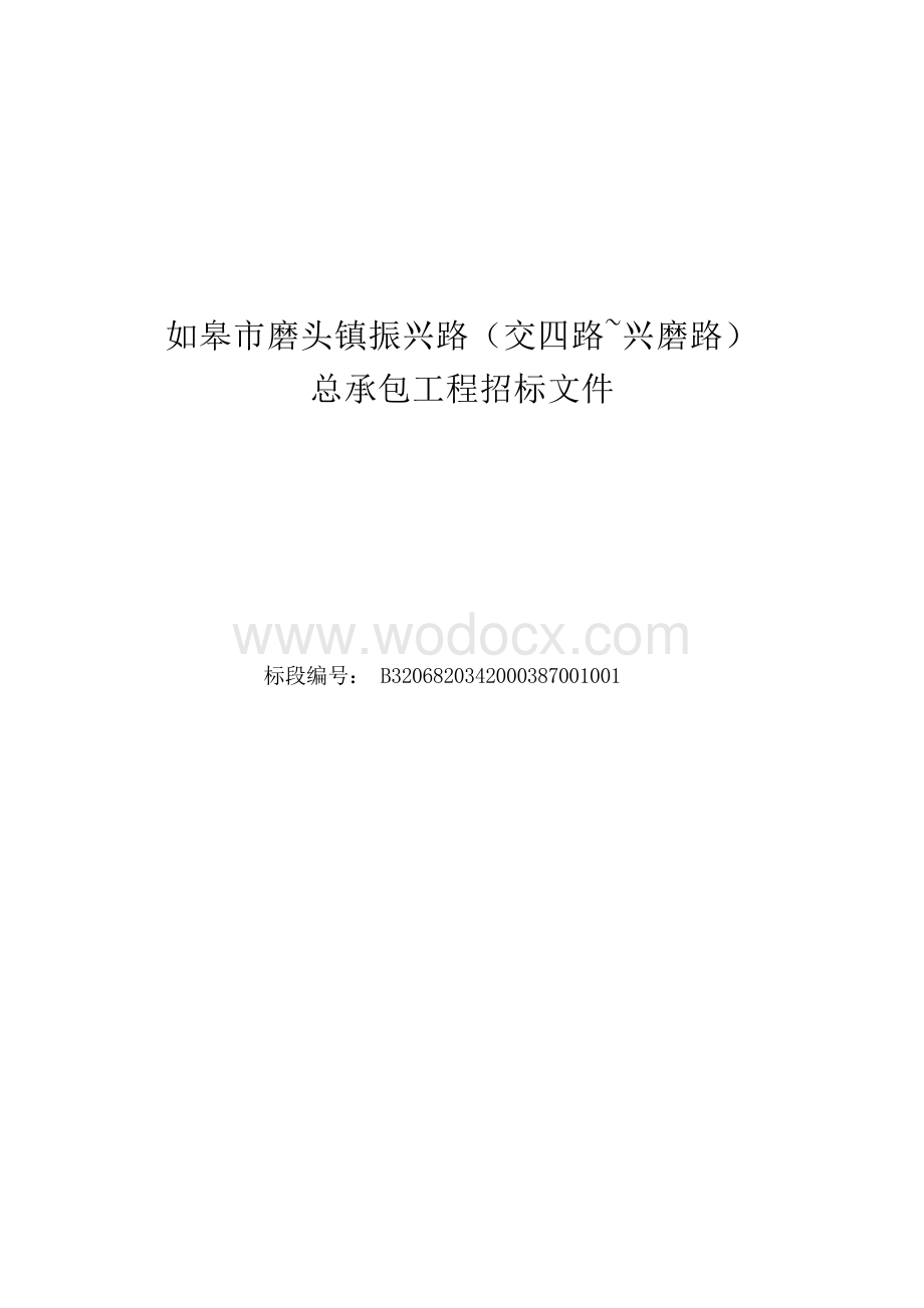 兴磨路总承包工程资格后审招标文件.docx_第1页