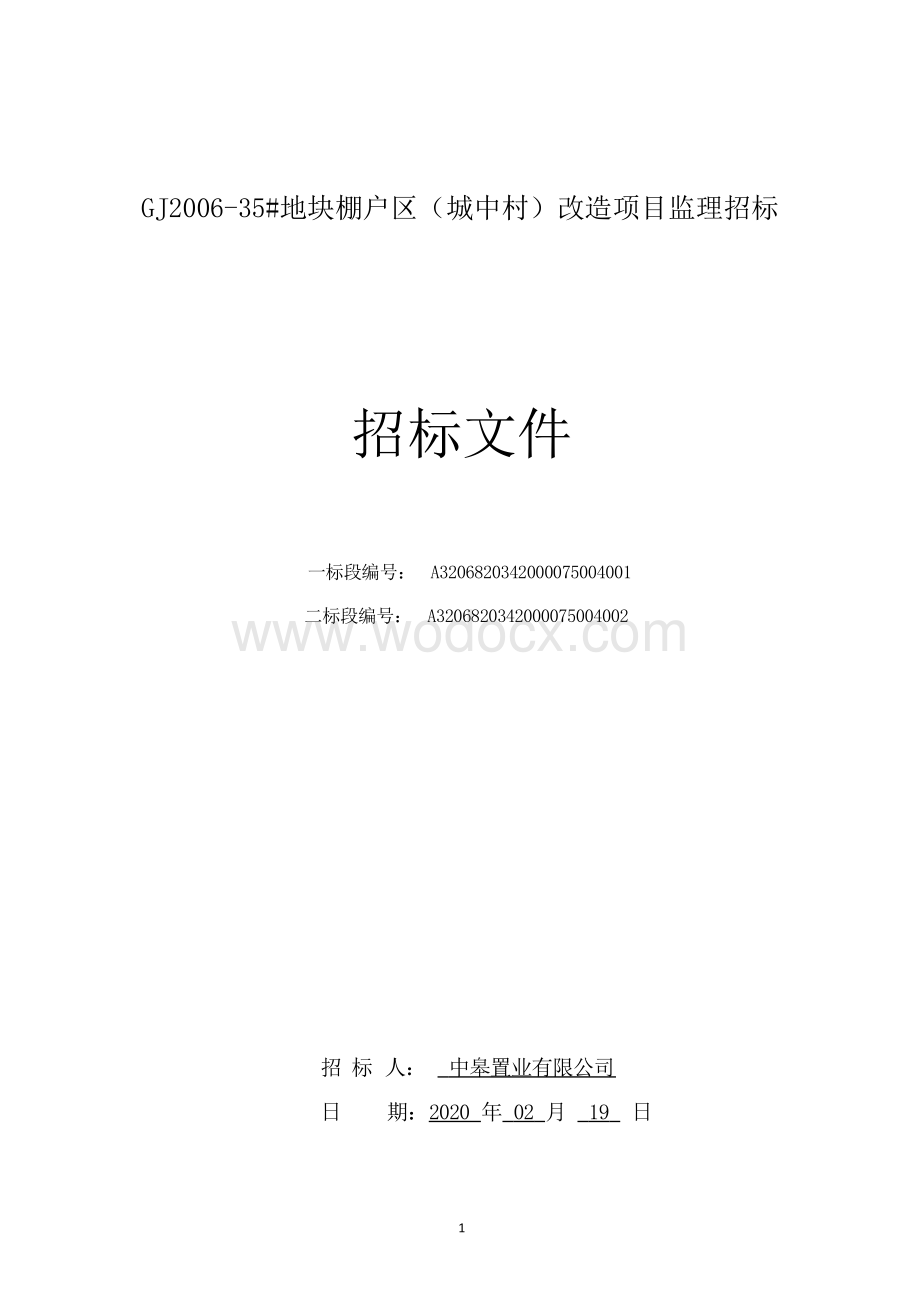 棚户区城中村改造项目资格后审招标文件.docx_第1页