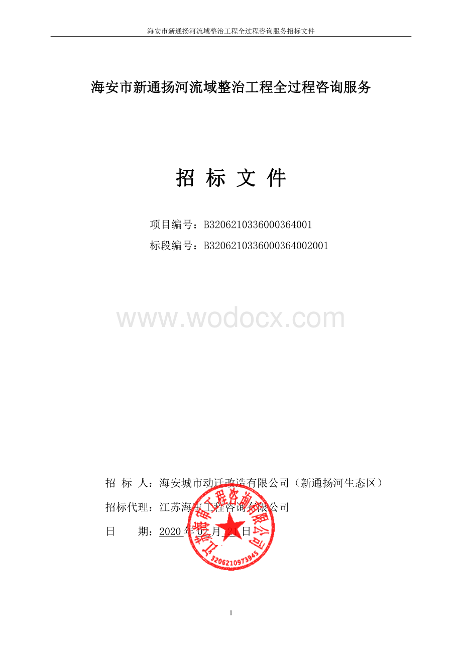 河流域整治工程全过程咨询服务资格后审招标文件.pdf_第1页