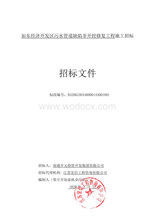 经济开发区污水管道缺陷非开挖修复工程招标文件.pdf