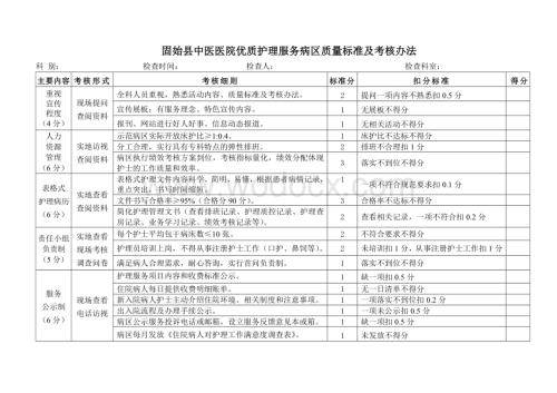 病区优质护理服务质量标准.doc