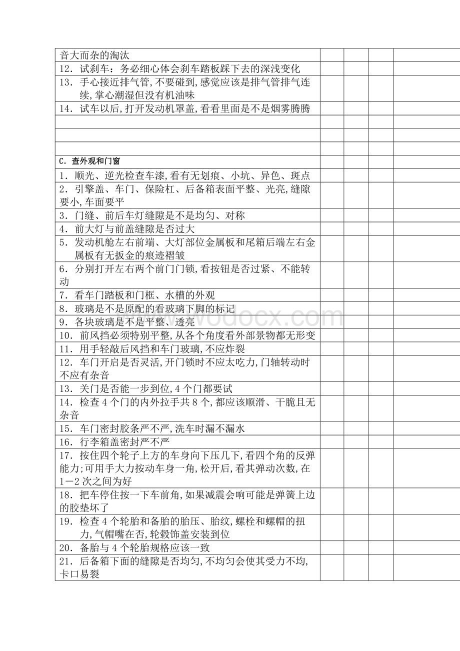 汽车通用提车检查表checklist.docx_第2页