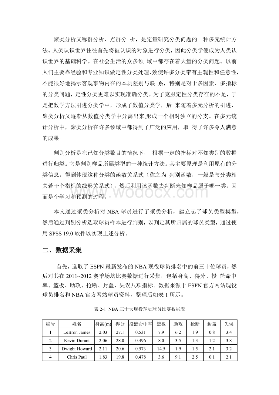 利用SPSS软件对美国职业男子篮球联赛(NBA)球员的聚类分析和判别分析.docx_第3页