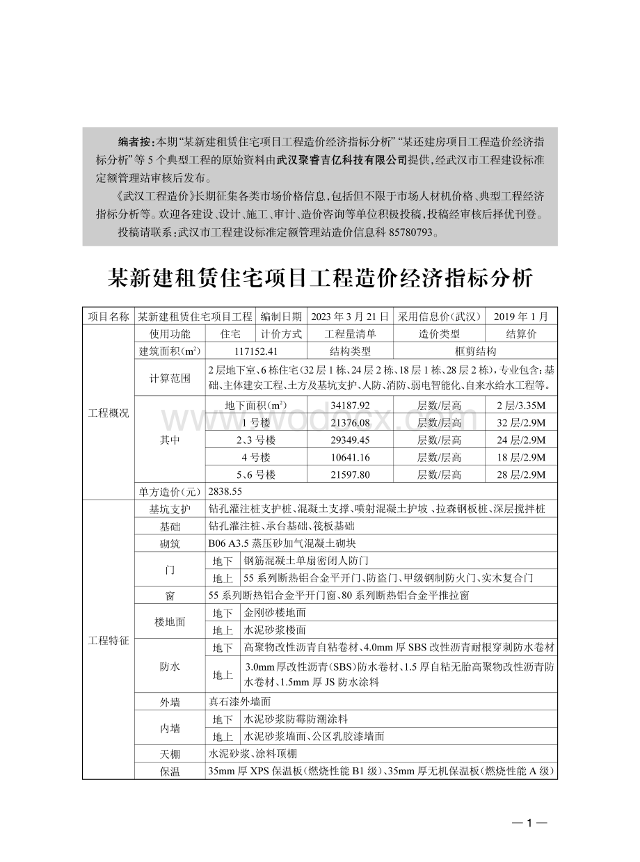 某新建租赁住宅项目工程造价经济指标分析等5个典型工程（2023年11月）.pdf_第1页