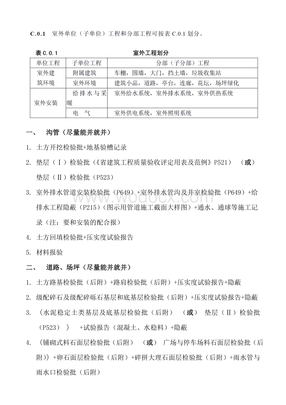 某工程室外施工(土建、广场铺装、道路、园林)资料编制办法及表格.doc_第1页