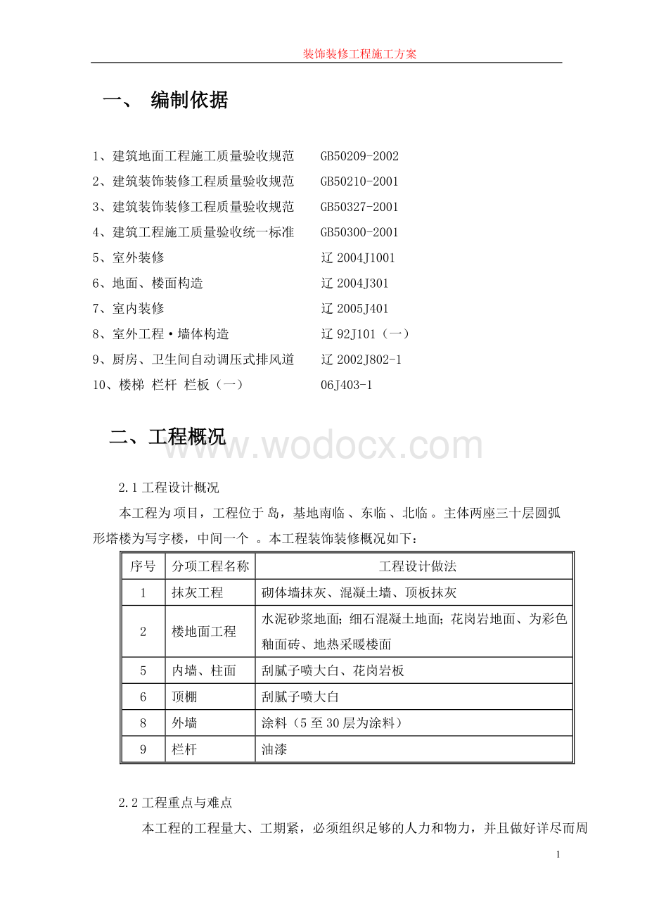 某工程装饰装修工程施工方案.doc_第2页