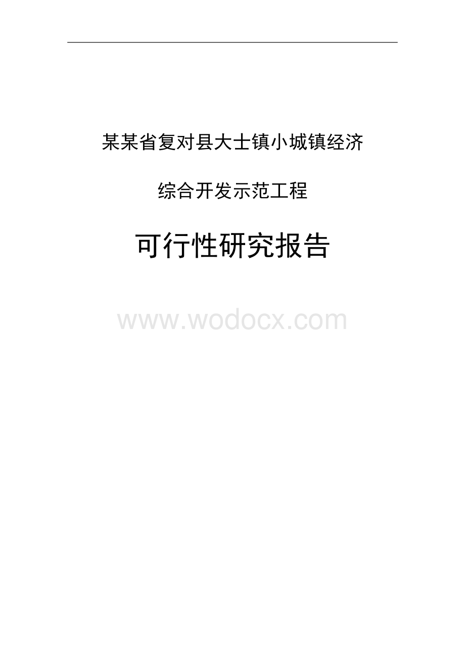 某某省复对县大士镇小城镇经济综合开发示范工程项目可行性研究报告.doc_第1页