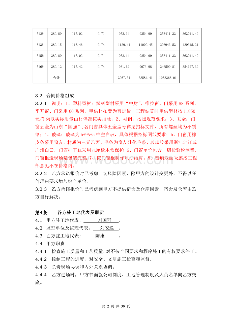 塑钢门窗制作安装施工合同.doc_第2页