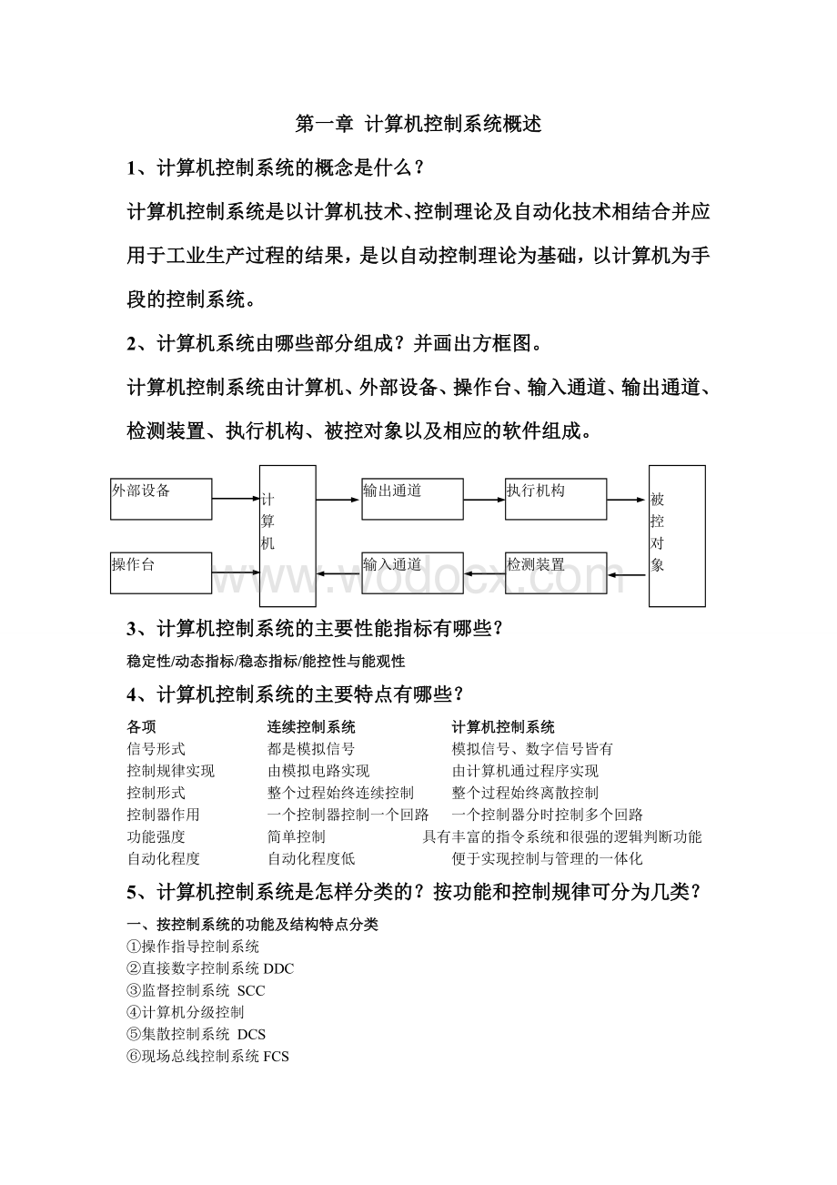 【精品】计算机控制技术期末复习试题附答案.doc_第1页