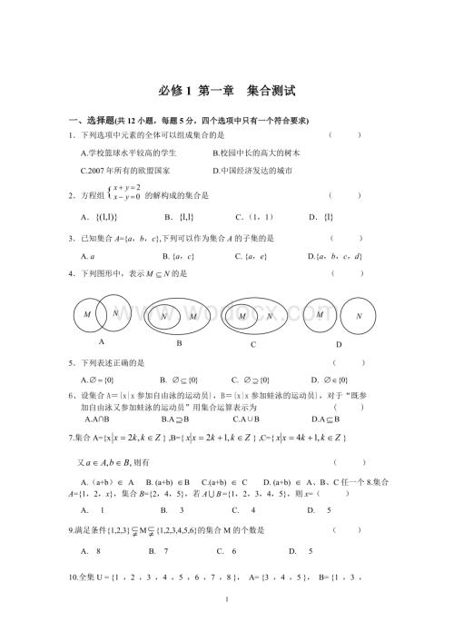 高一数学必修1、4测试题(分单元测试,含详细答案,强烈推荐,共90页)【.doc
