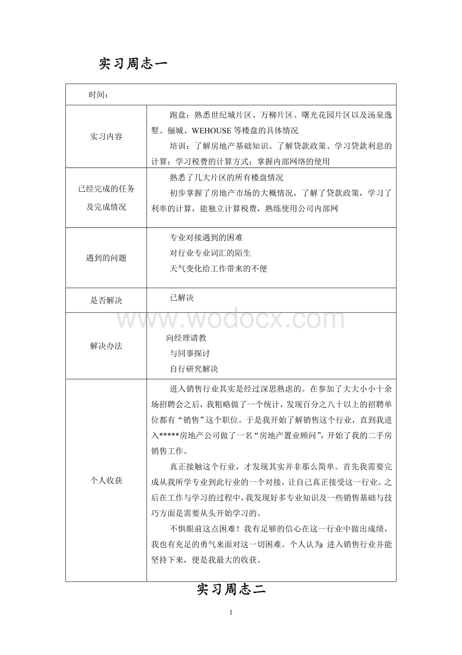 房地产公司实习日志.doc_第1页