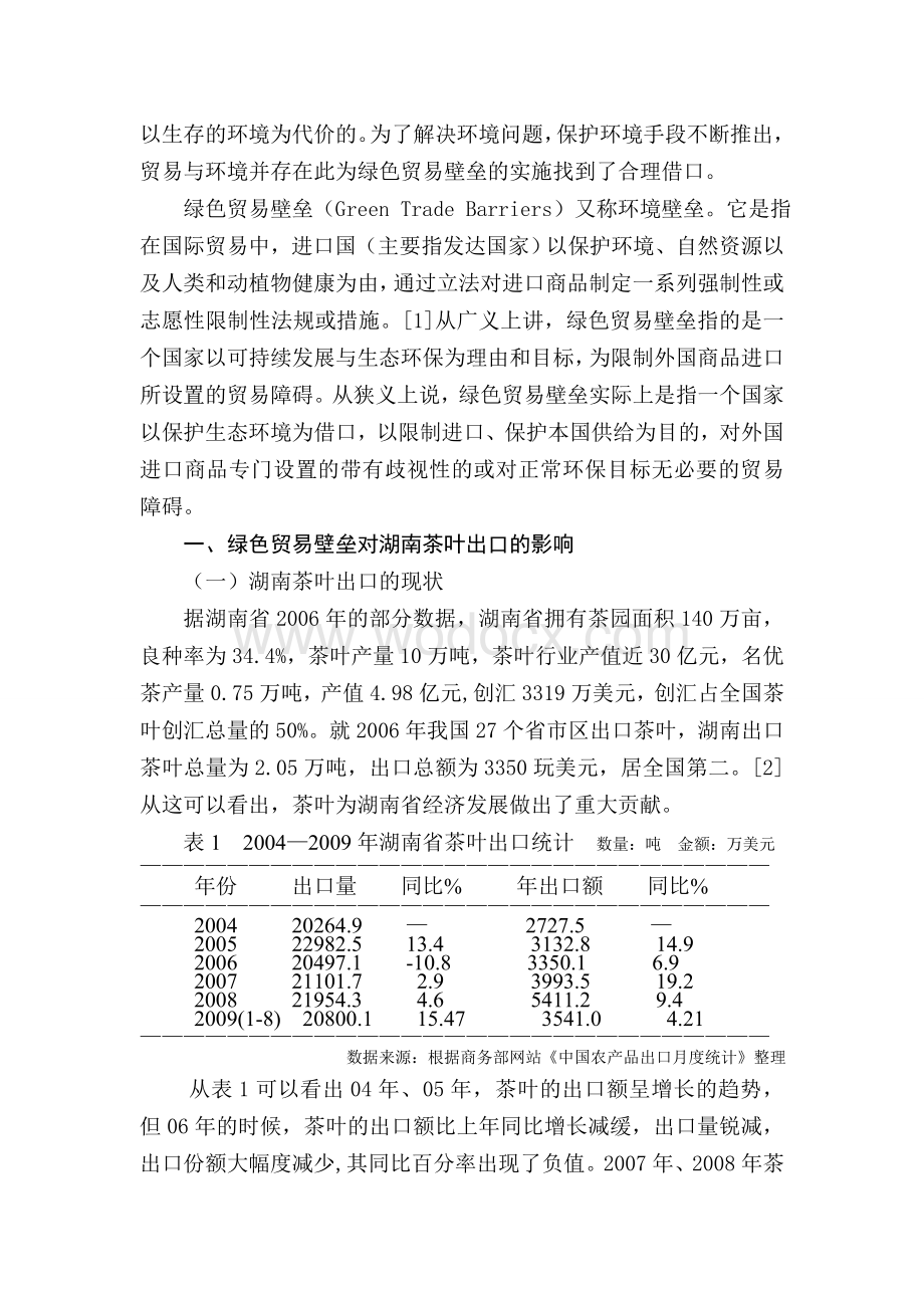 绿色贸易壁垒对湖南省茶叶出口的影响调查.doc_第2页