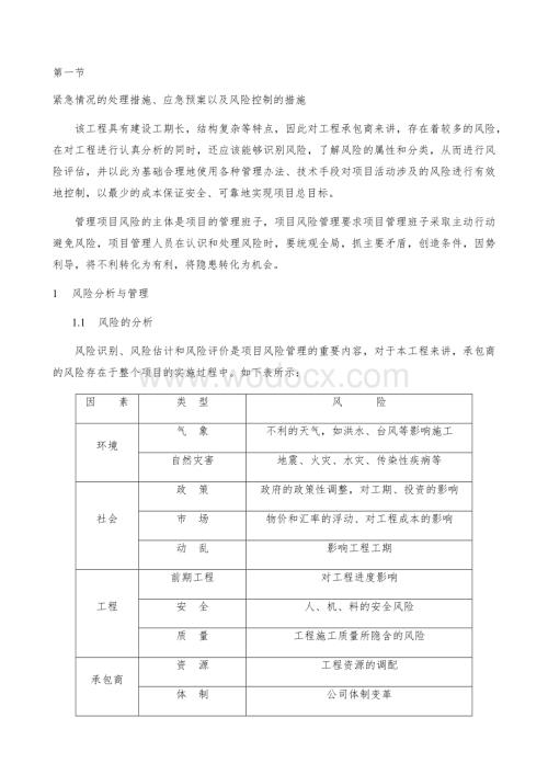 紧急情况的处理措施、应急预案以及风险控制的措施.docx