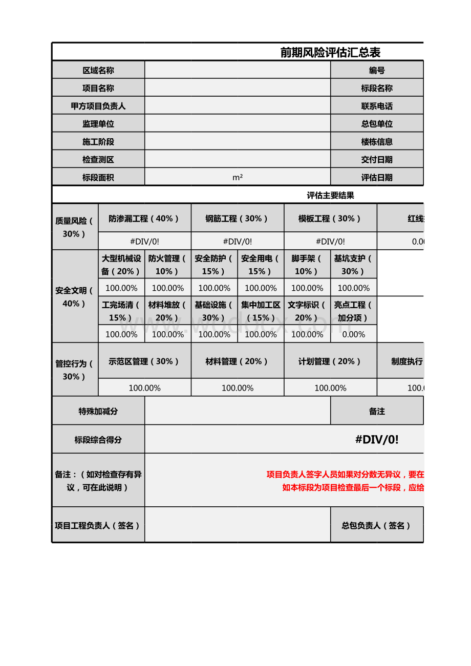 在建项目前期风险评估汇总表.xls_第1页