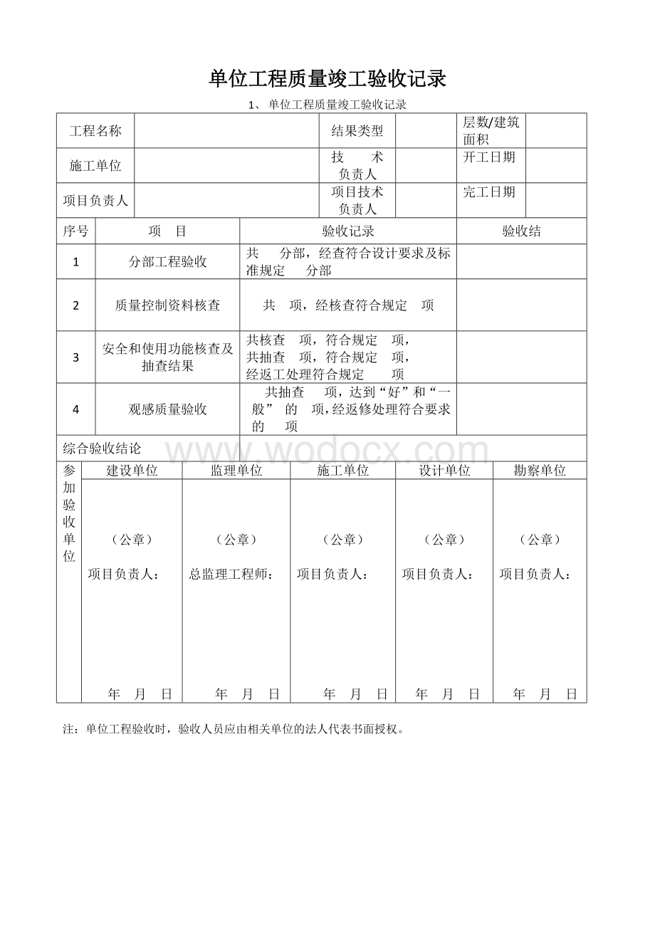 单位工程质量竣工验收记录.docx_第1页