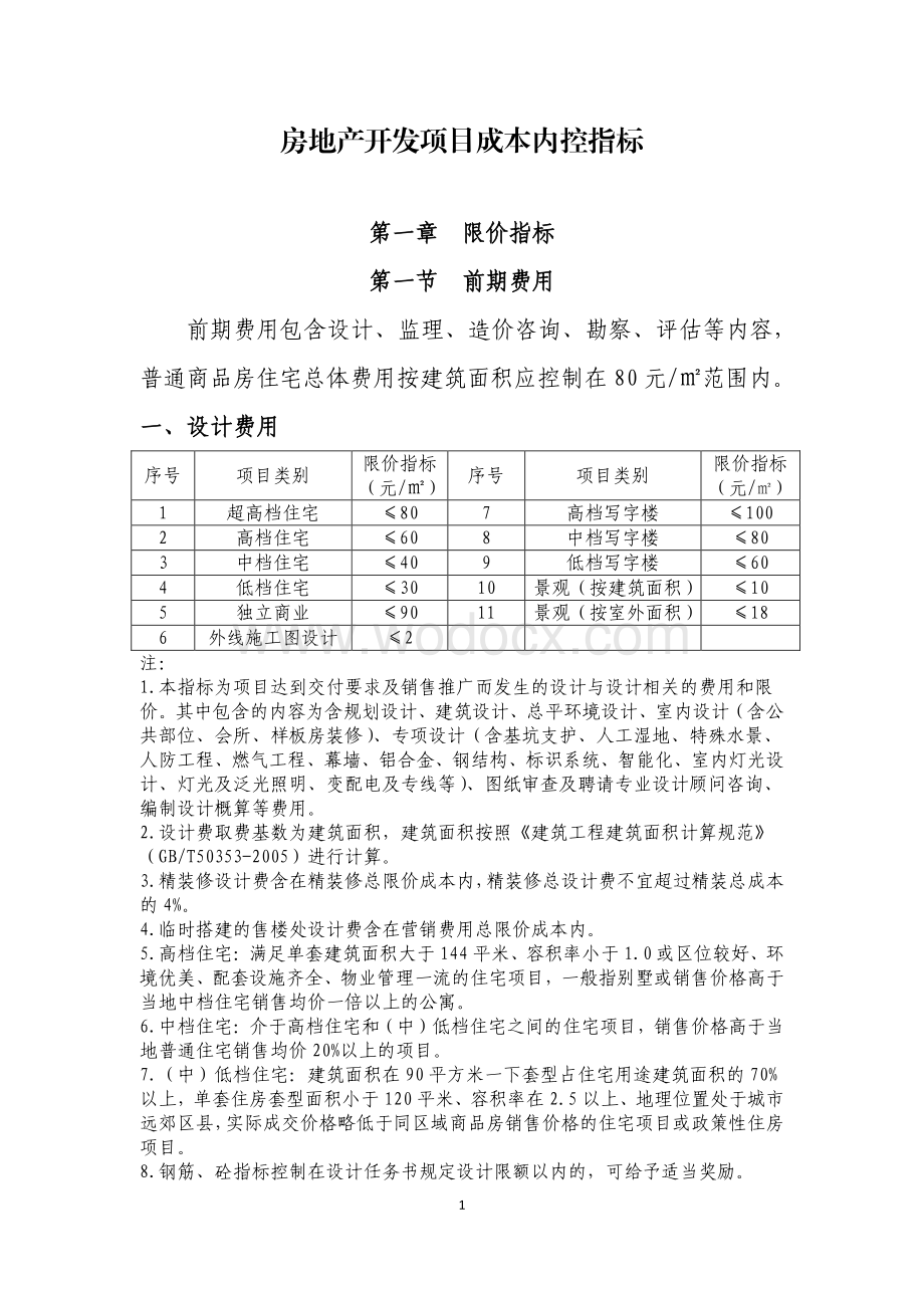 房地产开发项目成本内控指标.pdf_第1页