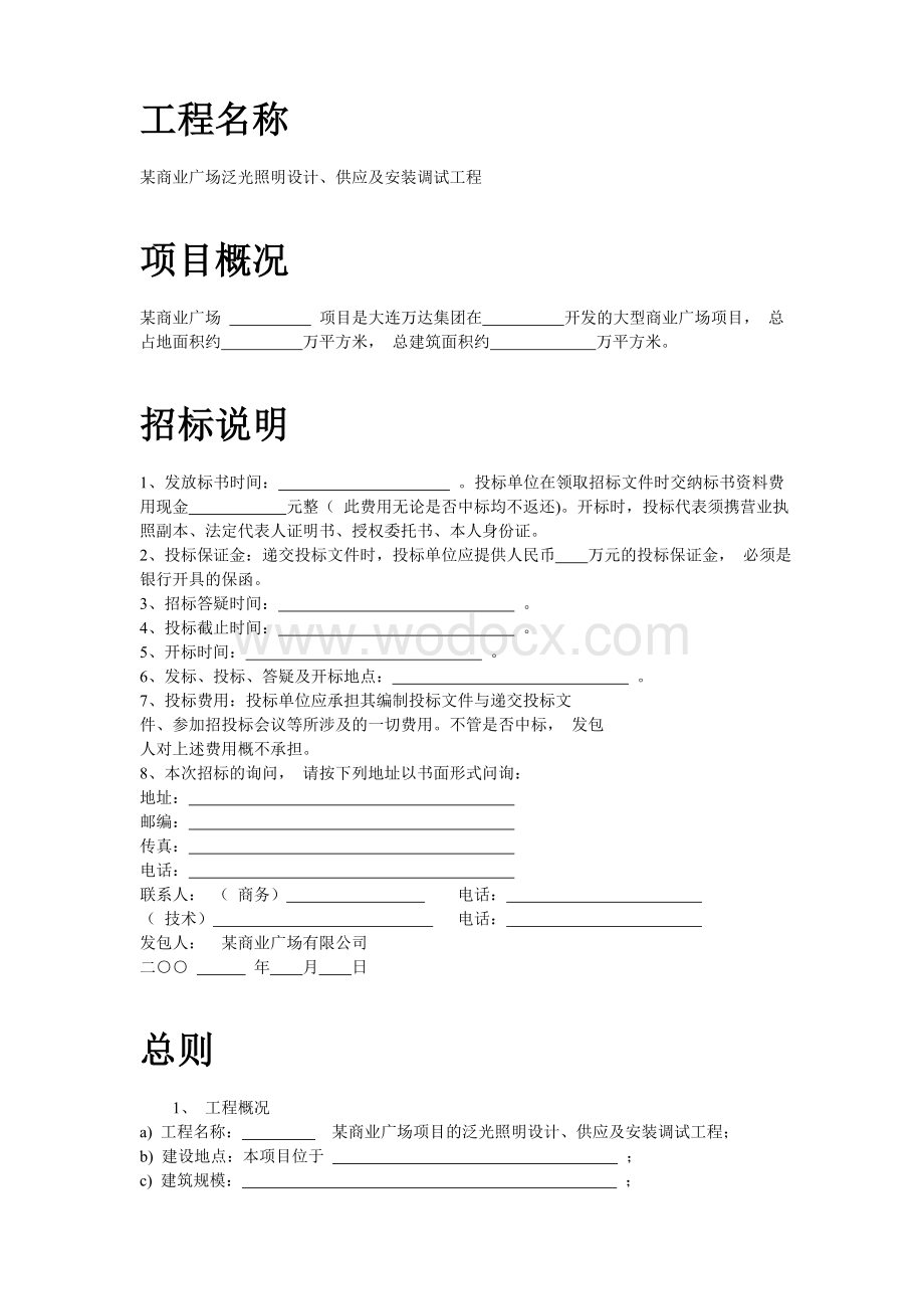 场泛光照明设计供应及安装调试工程招标文件.doc_第2页