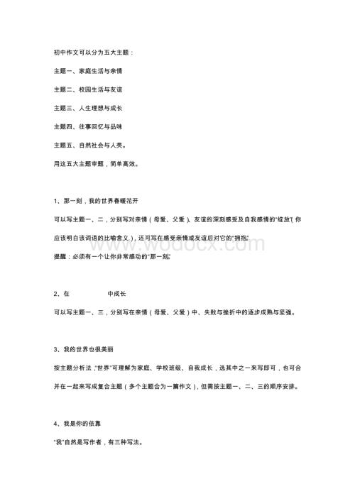 初中语文作文审题立意100例有用的写作技巧.docx