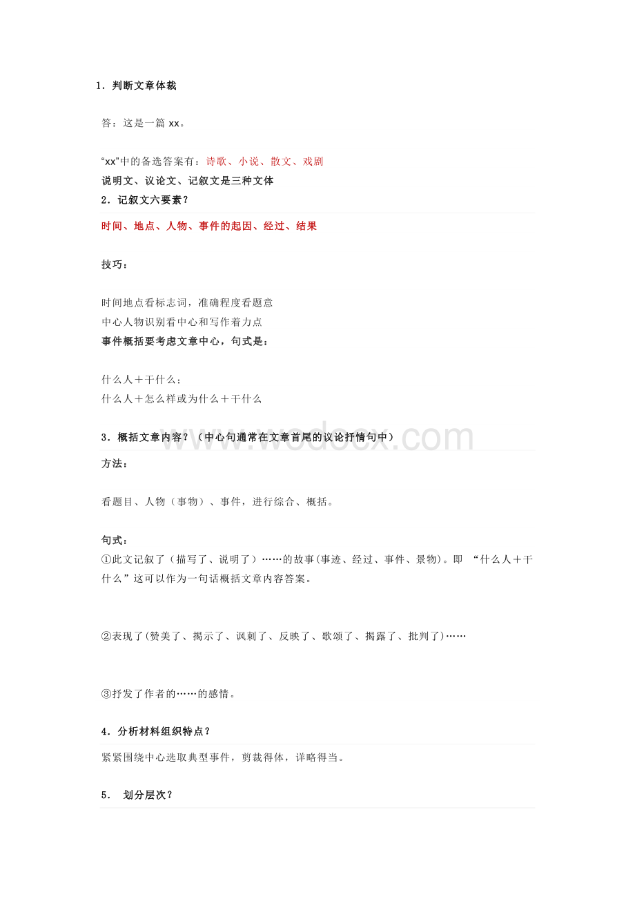 初中语文阅读理解最详细的33套答题公式.docx_第1页