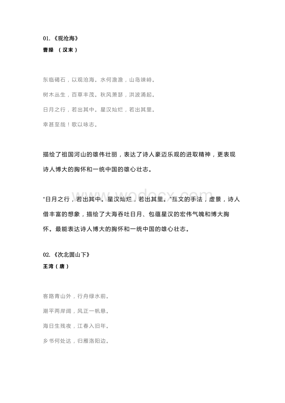 初中语文诗词鉴赏题汇总.docx_第1页