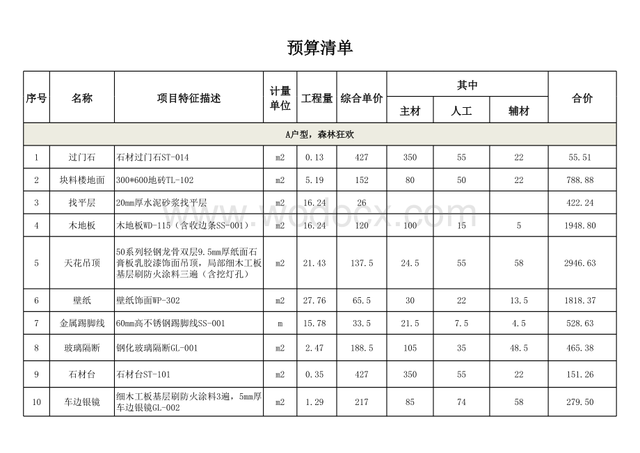 桔子酒店客房及走廊概算清单.xls_第3页