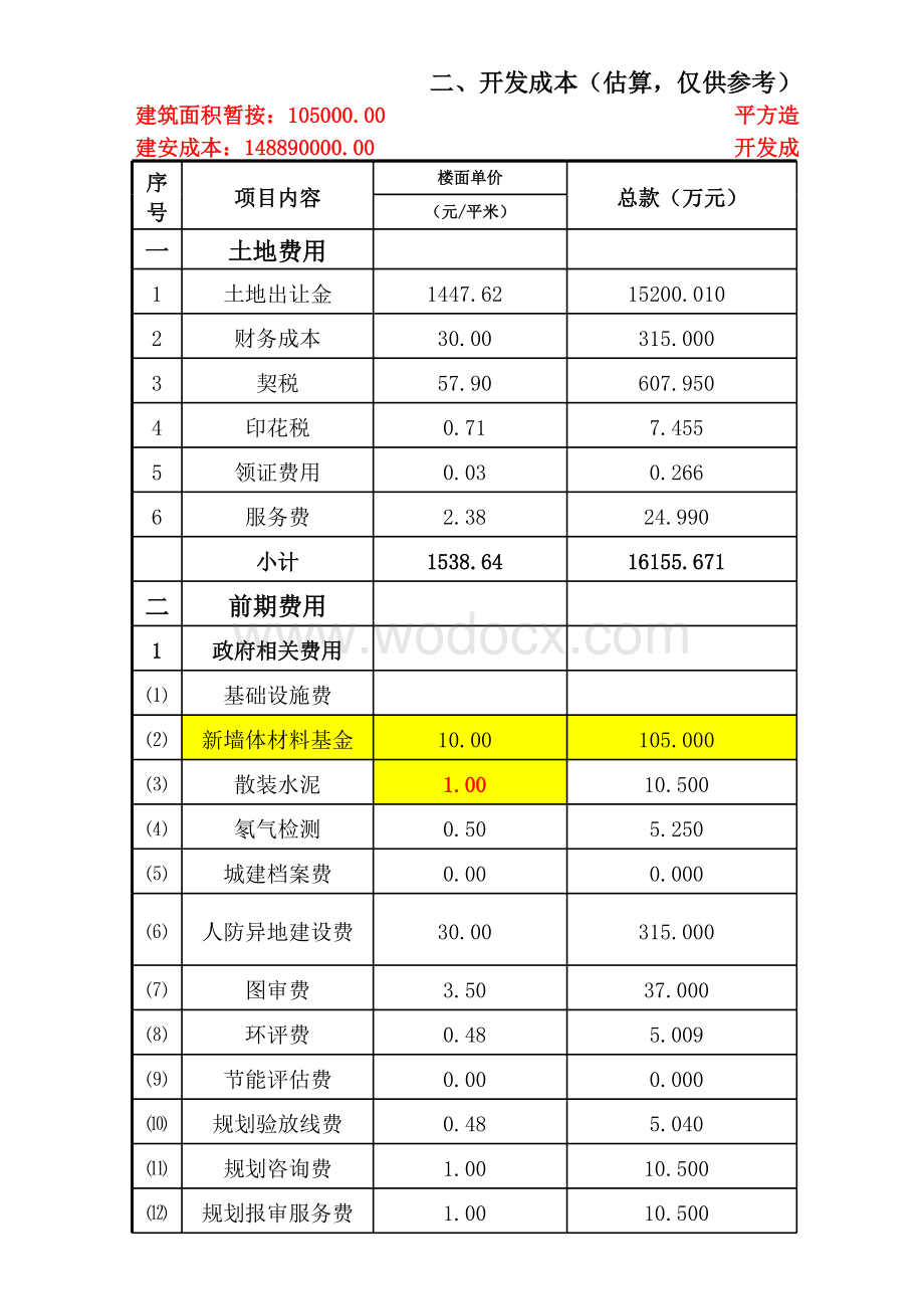 房地产企业开发成本测算全表 (2).xls_第1页