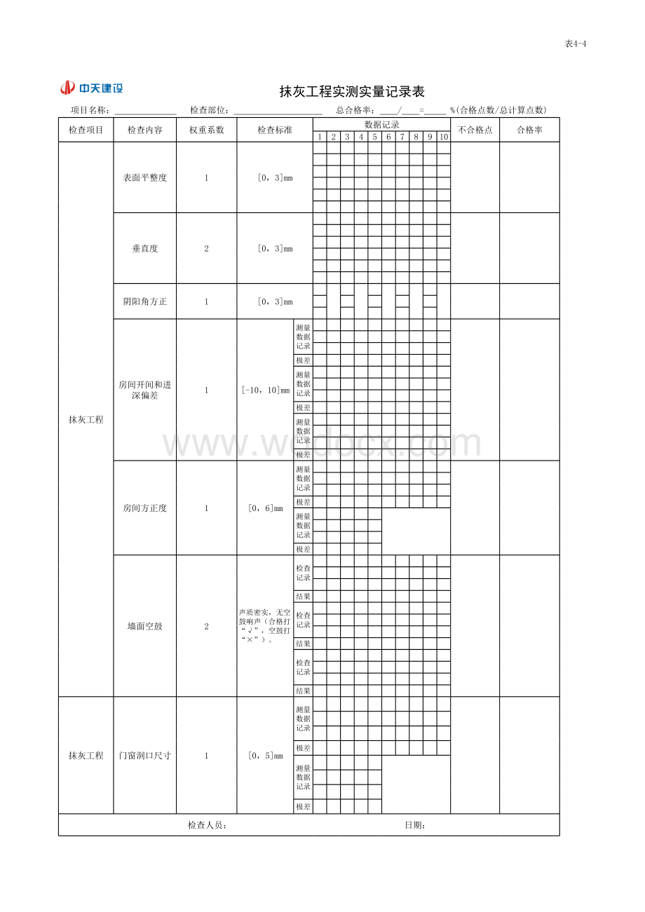 工程项目实测实量检查表.xls_第1页