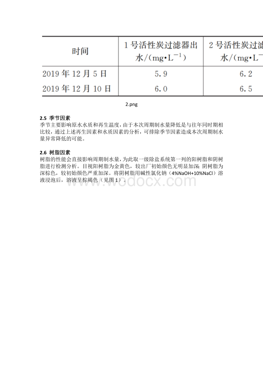 锅炉补给水除盐系统周期制水量降低原因分析.docx_第3页