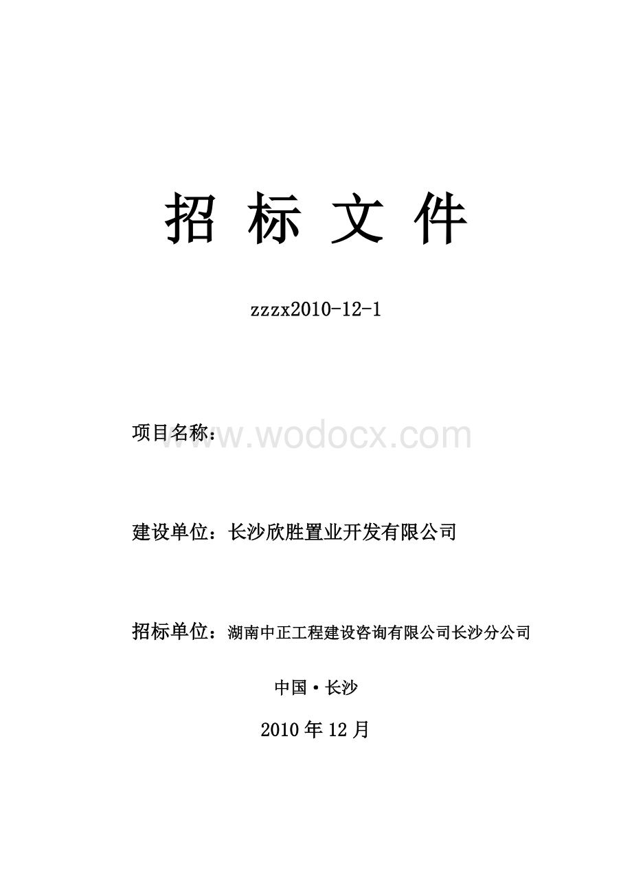 湖南中正工程建设咨询有限公司长沙分公司招标文件.doc_第1页