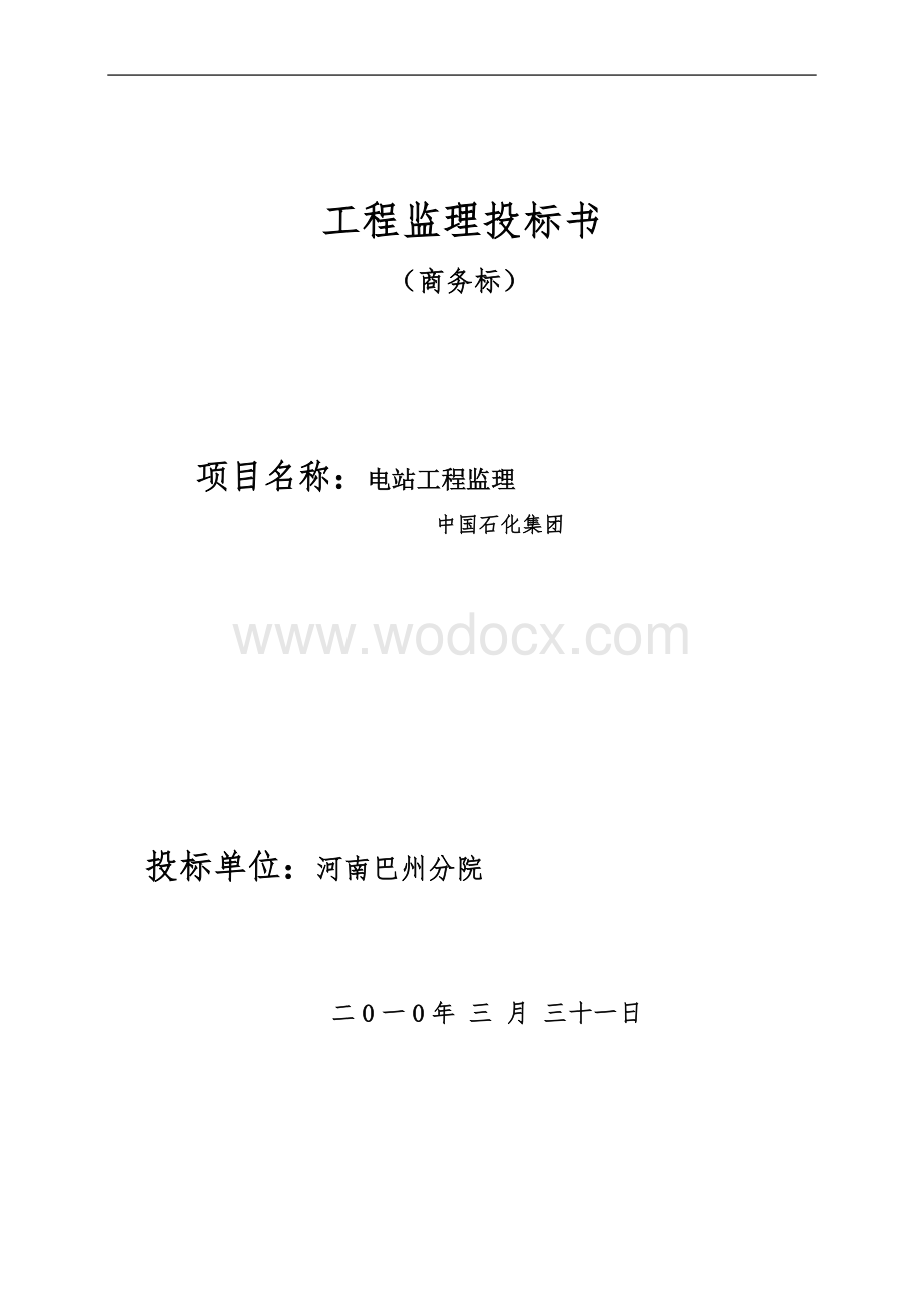 电站工程监理投标书.doc_第1页