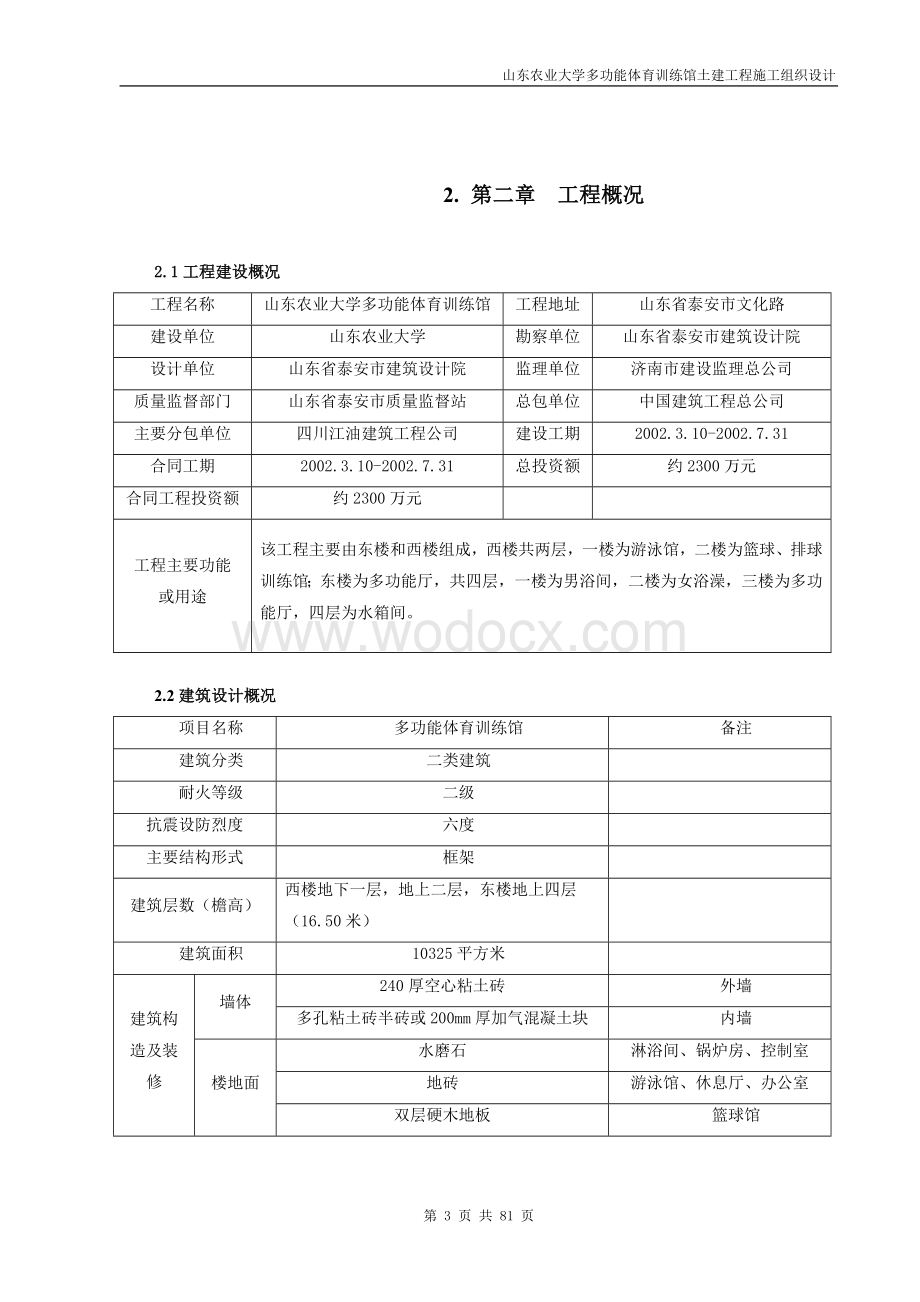 山东农业大学体育馆施工组织设计方案.doc_第3页