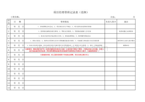 项目经理带班记录范例.pdf