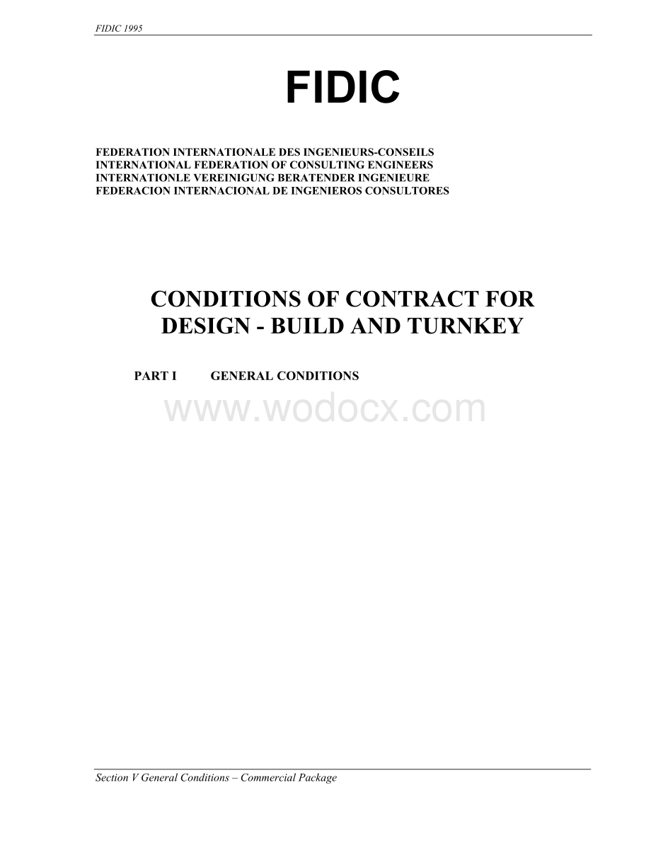 中英对照-FIDIC设计－建造与交钥匙工程合同条件（1995橘皮书重排格式）.doc_第1页