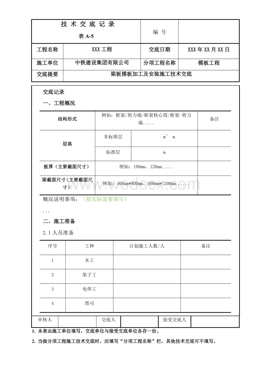 梁板模板加工及安装施工技术交底.docx_第1页