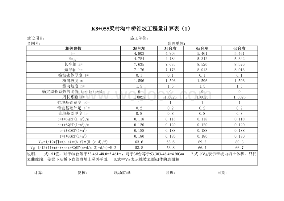 桥台锥坡溜坡工程量计算.xls_第2页