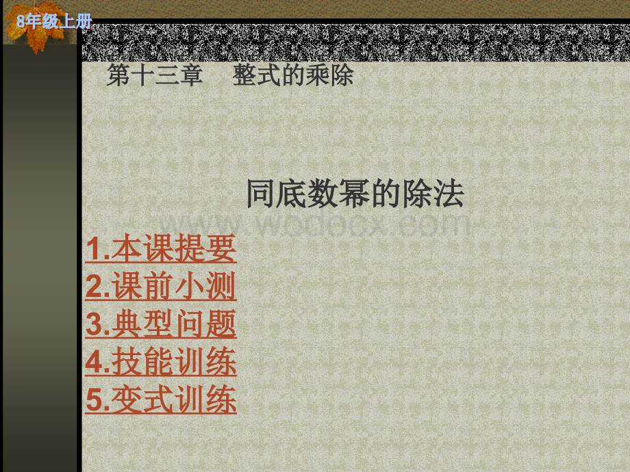 华师大版八年级上同底数幂的除法.ppt_第1页